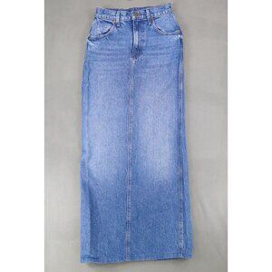 Mother SNACKS! Candy Stick Maxi‎ Skirt Dine n Dash Blue Denim Back Slit Sz 25